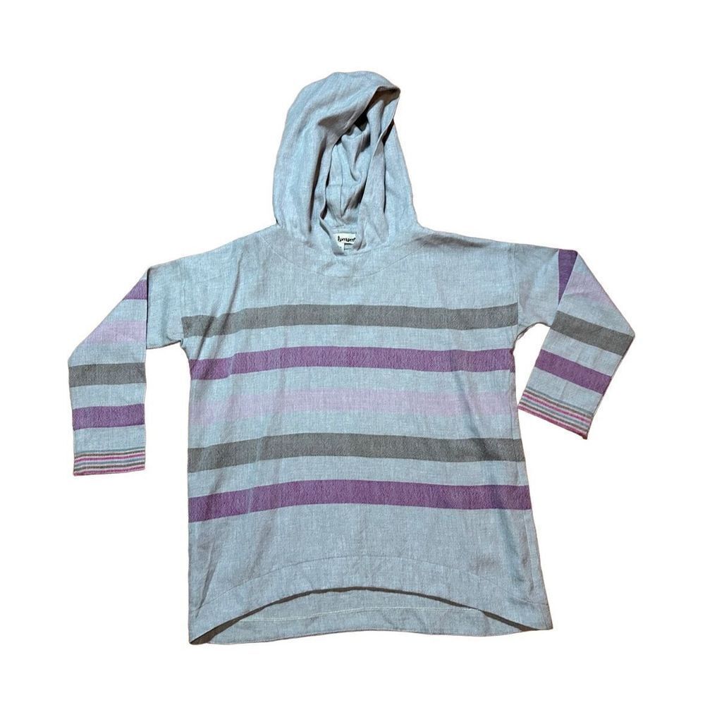 Lemlem gray purple‎ 100% merino wool hooded pullover sz small